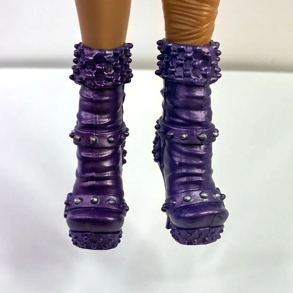 Monster High Doll Shoes Casta Fierce Purple Studded Heels Boots For 12